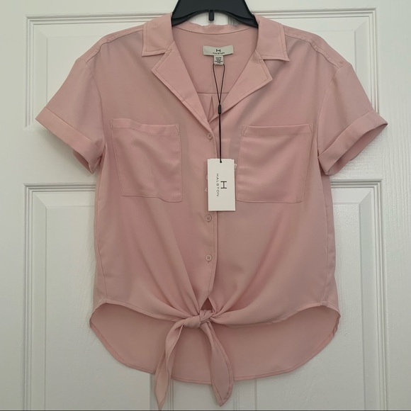 NWT Halston button down tie shirt - Picture 2 of 7